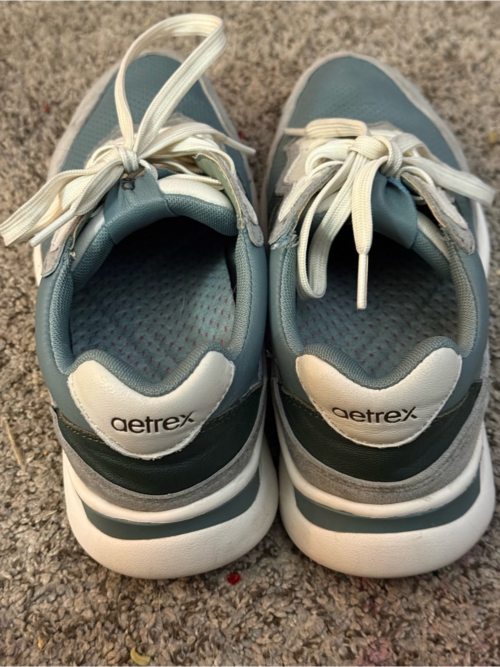 Aetrex Women’s Lace-Up Athletic Sneakers in Teal, White and Dark Green